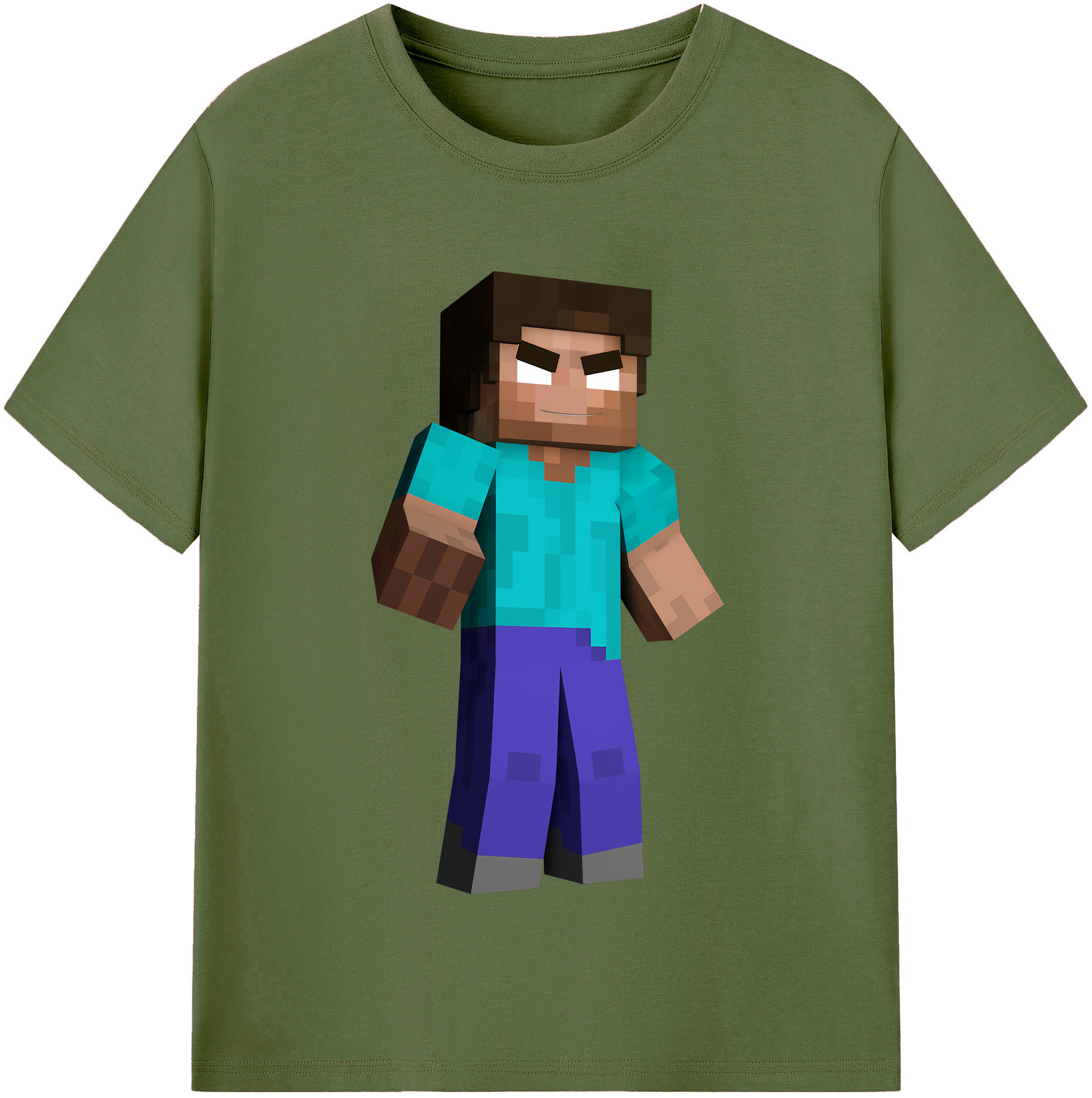 （画像用） マインクラフト ブロックの世界 Minecraft MC Block world 綿100％半袖Tシャツ（フロントプリント）